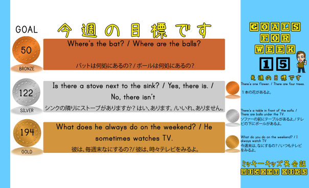 今週の目標です(WEEK15)